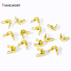 18K Gold Plated Double-Cup Bead Tips | Jewelry Findings for DIY Necklaces and Bracelets detail view