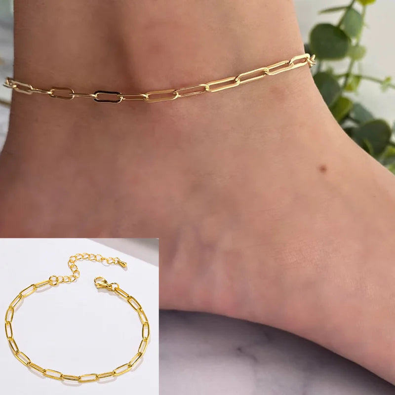 Snake Chain Anklet for Women Girls Adjustable Summer Beach Chain Anklet Bracelet Mother's Day Gifts Stainless Steel Not Allergic