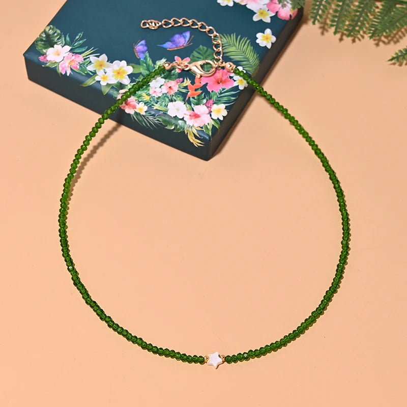 Shell Star Crystal Choker Necklace | Trendy Summer Jewelry for Women detail view