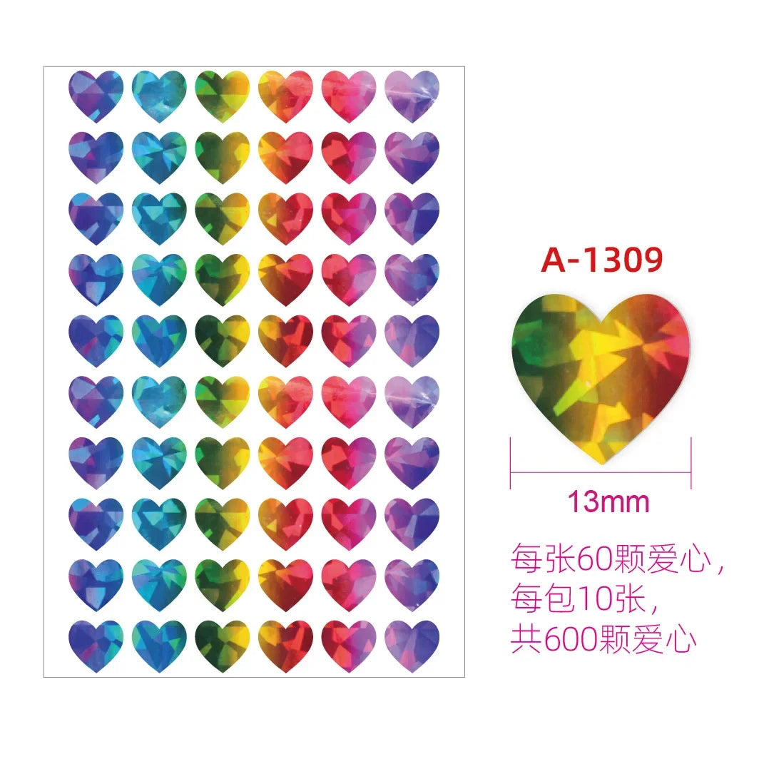 10sheet Glitter Heart Style Sticker for DIY Decor Scrapbook Journal 3MM Mini Heart St alternate view