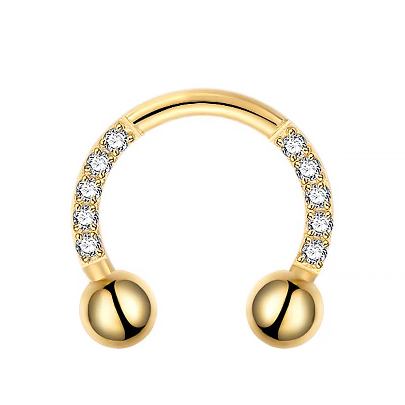 Titanium Zircon Hoop Nose Ring Septum Lip Circular Barbell Horseshoe Ear Tragus Helix Ea detail view