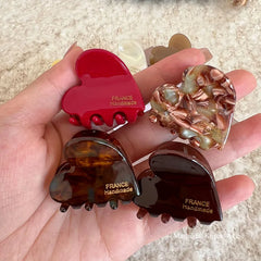 3.5cm Small Heart Shaped Hair Claw, Cute Acetate Mini Hair Crab Clips Fashion Hair Accessories for Women Girls Daily Use