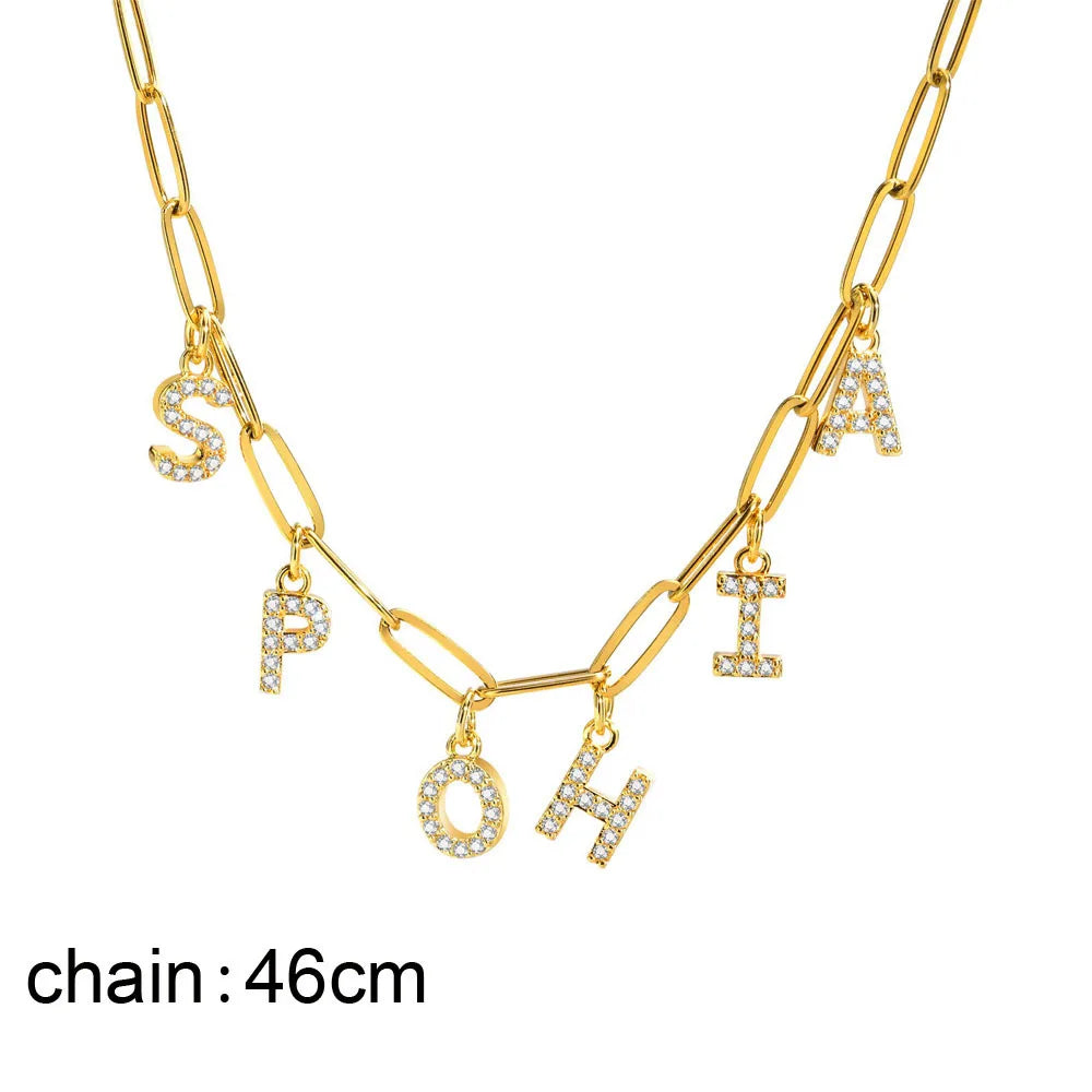 Personalized Initial Name Necklace Stainless Steel Women Alpahbet Letter Pendant ,Initia detail view