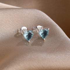 Hot selling 925 silver heart-shaped, pink,red, multi-color crystal sparkling luxury earr detail view
