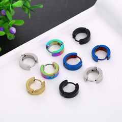 1/5 Pairs Men Women Punk Rock Stainless Steel Huggie Ear Circle Earring Piercing Push-Ba detail view