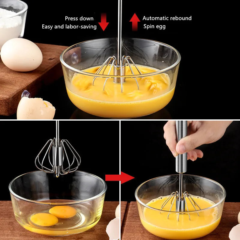 Semi-Automatic Egg Beater | 304 Stainless Steel Manual Hand Mixer lifestyle view