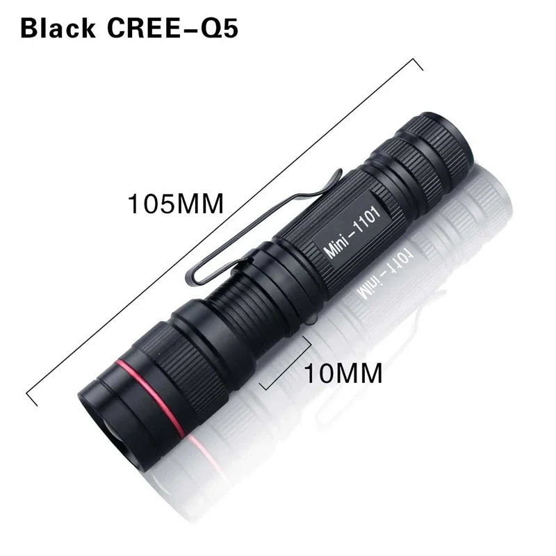 Mini LED Flashlight Q5 | Portable Torch with 3 Modes, Waterproof, AA Battery Powered alternate view