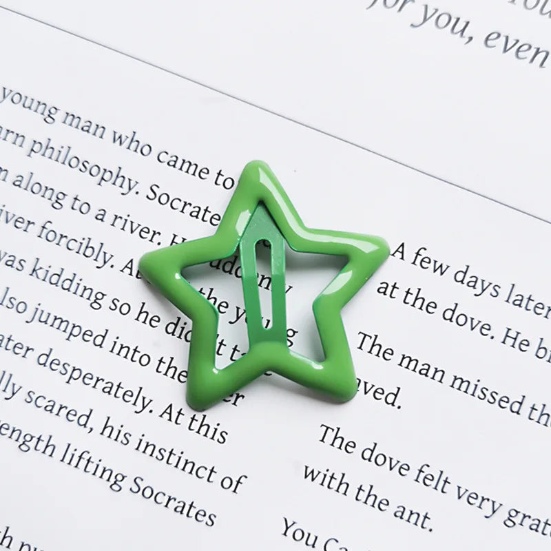 10pcs Colorful Star BB Hair Clips Girls Y2K Cute Star Barrettes Women Simple Metal Sn lifestyle view