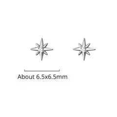 925 Sterling Silver Geometric Eight Star Stud Earrings for Women Funny Korean Zircon Sma detail view