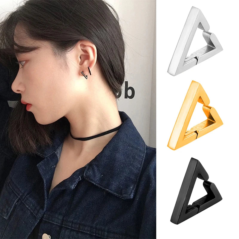 Gothic Hoop Earrings for Men and Women | Stainless Steel Clip-On Ear Cuffs detail view