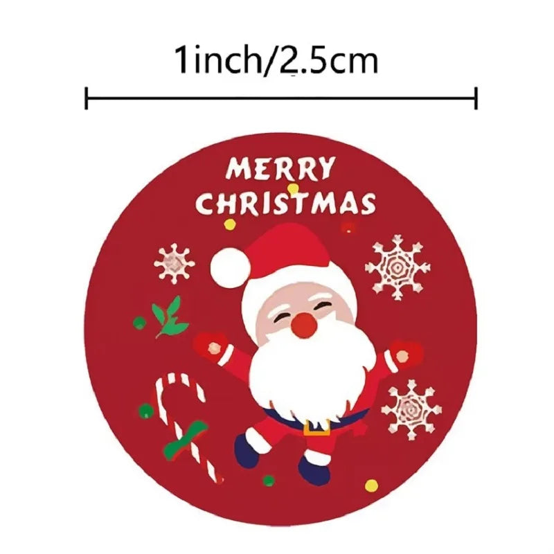 Merry Christmas Stickers | Round Roll Sticker Pack for Gift Wrapping and DIY Crafts alternate view