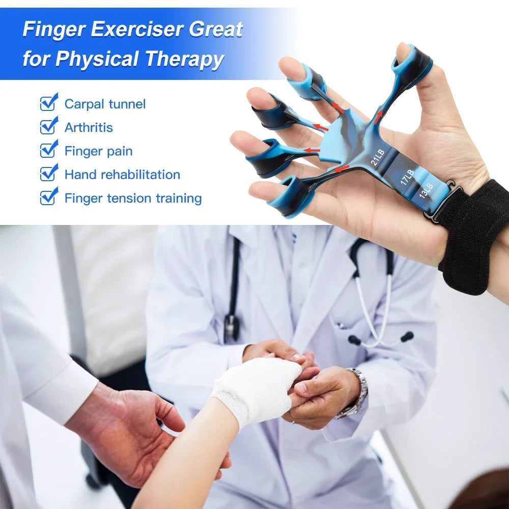 6 Level Finger Exerciser | Silicone Hand Strengthener for Musicians and Athletes close-up view