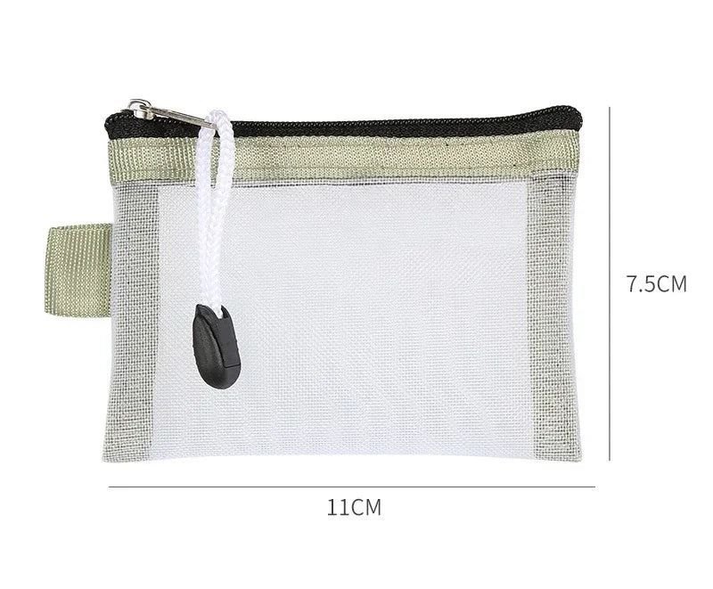 Mini Clear Nylon Mesh Zipper Coin Purse | Portable Wallet for Cards, Keys, and Lipsti lifestyle view