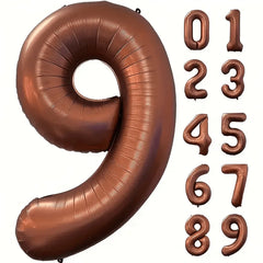 Foil Number Balloons 40 Inch | Brown Birthday Party Decor close-up view