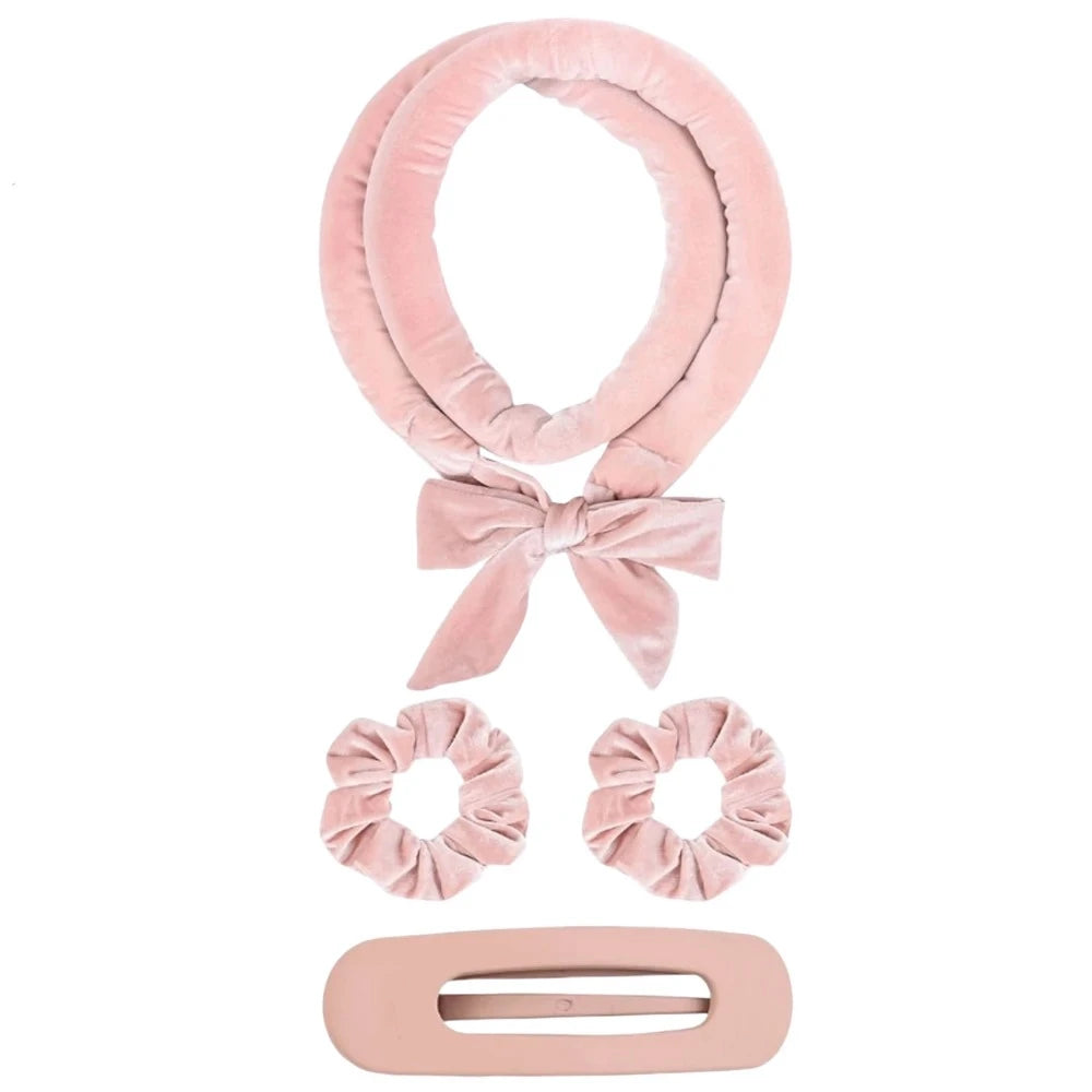 Velvet Heatless Hair Curlers Headband Kit No Heat Curls Tool + Satin Sleep Cap + Hair Ti detail view