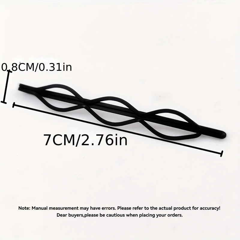 8Pcs Fashion Black Bobby Pins Hair Clips Wavy Hairpins Metal Barrettes Invisible BB C alternate view