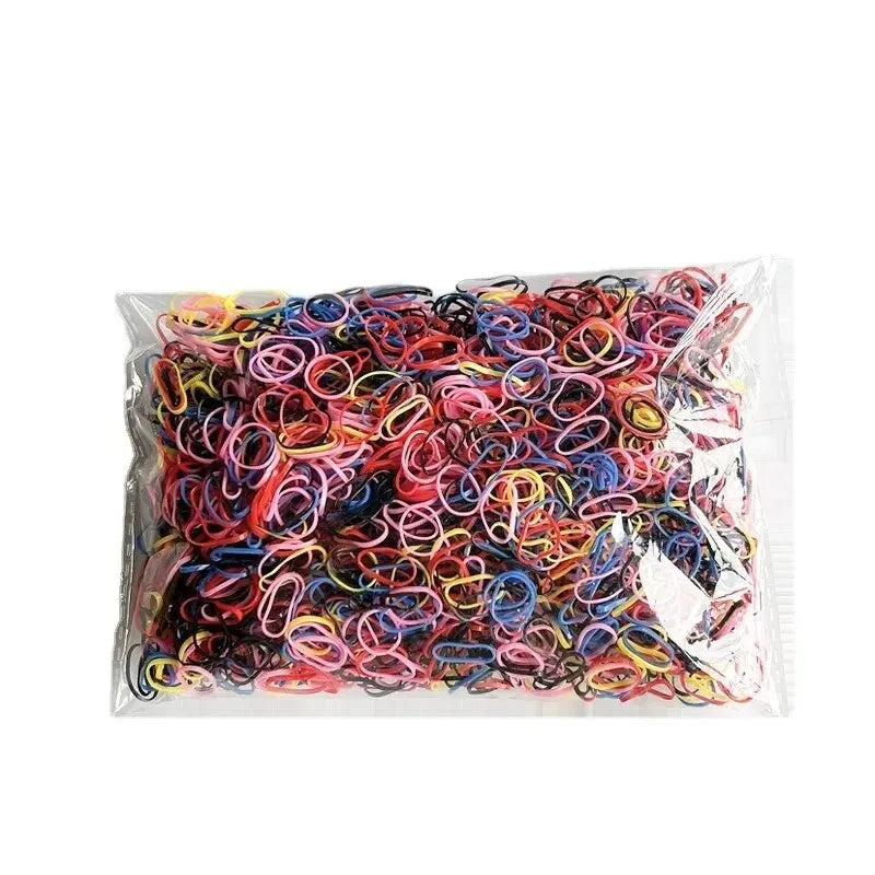 1500PCS Disposable Rubber Band Hair Ties for Girls Colorful Children's Headband Ponyt lifestyle view