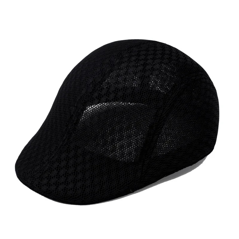 Breathable Mesh Beret Hat for Summer | Unisex Newsboy Flat Cap detail view