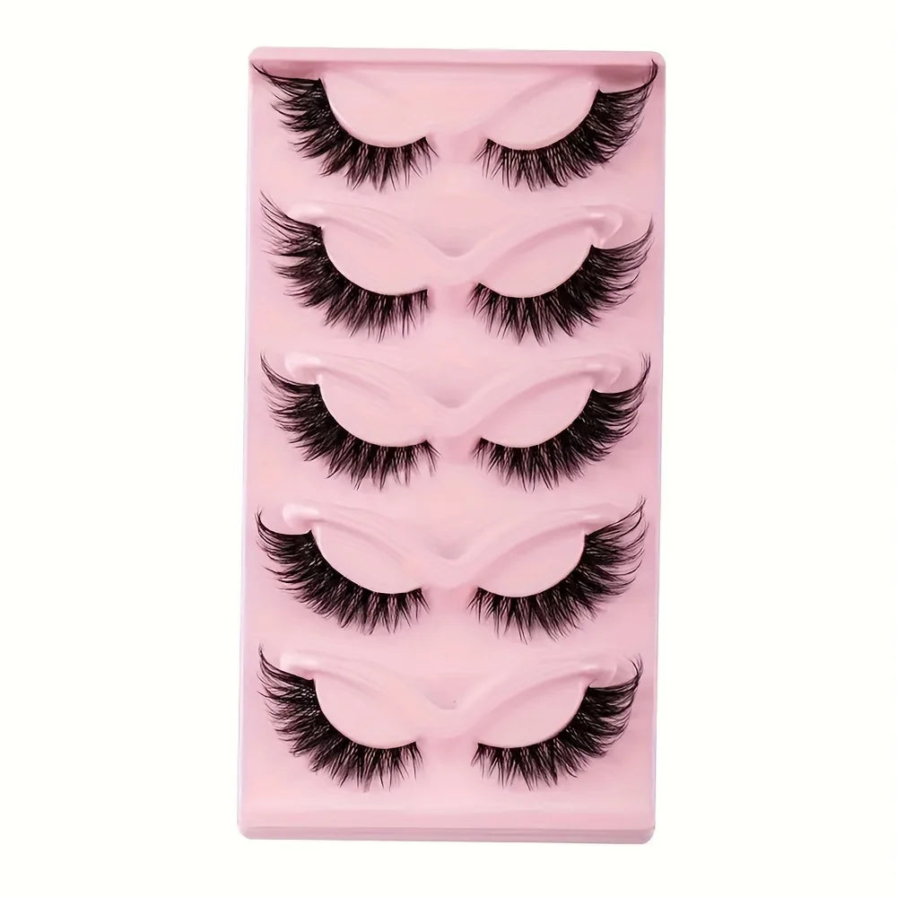 5 Pairs Cat Eye False Eyelashes | Hypoallergenic Natural Winged Lashes for Extended E alternate view