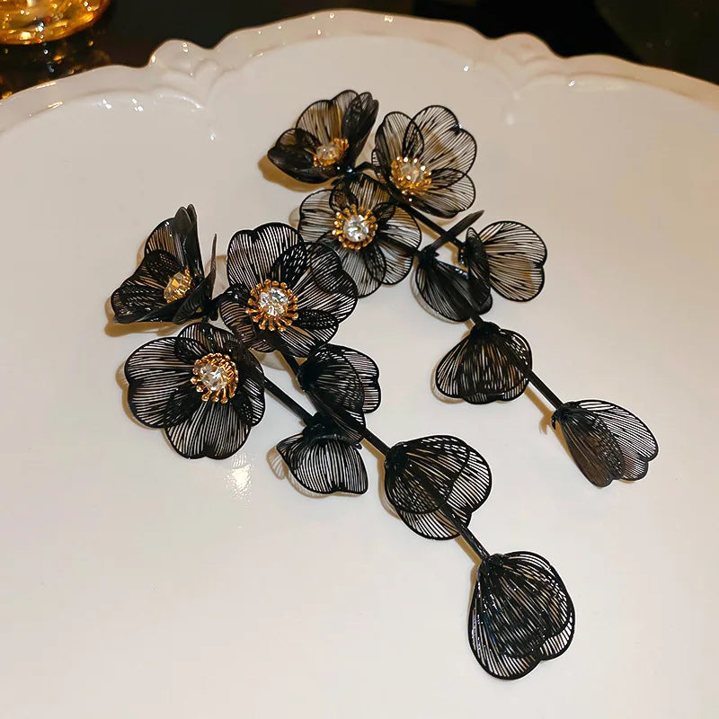 Flower Petal Tassel Earrings | Lightweight Acrylic Drop Earrings alternate view