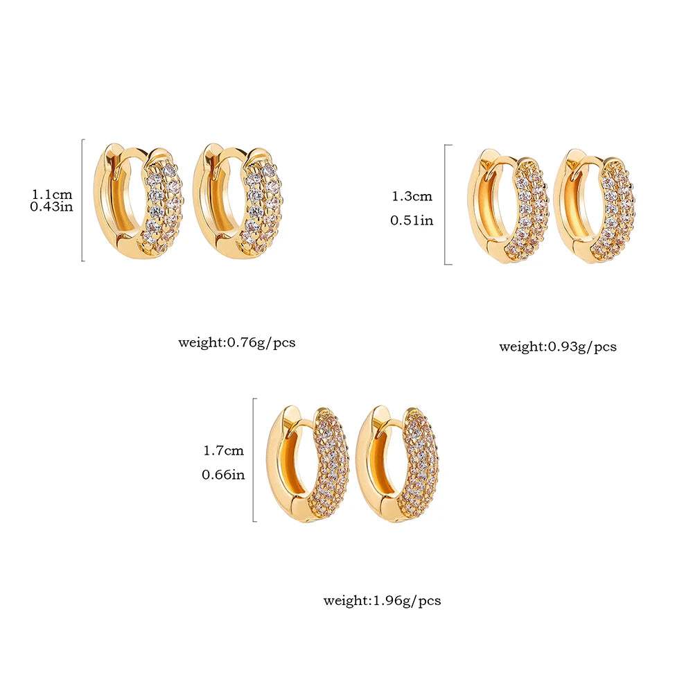 New Gold Plated Huggie Earrings with CZ Zircon Thin Ear Hoops Cartilage Earring for additional angle