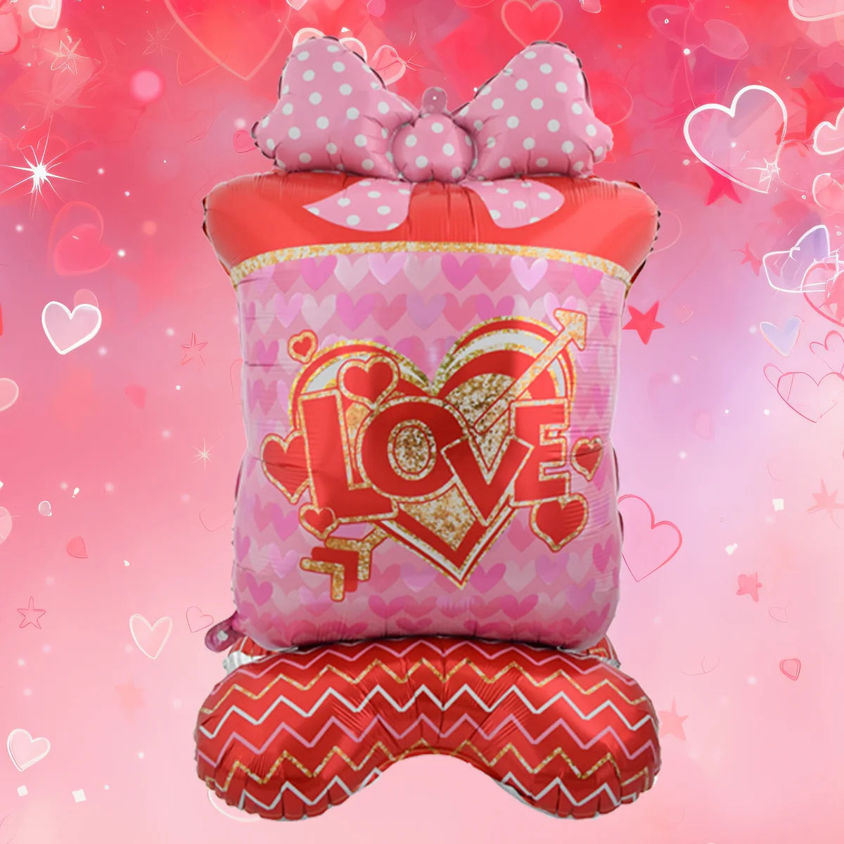 Love Heart Bear Balloon with Stand | Valentine's Day Decor alternate view