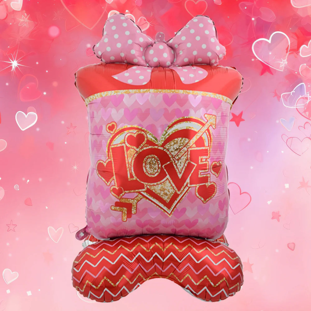 Love Heart Bear Balloon with Stand | Valentine's Day Decor alternate view