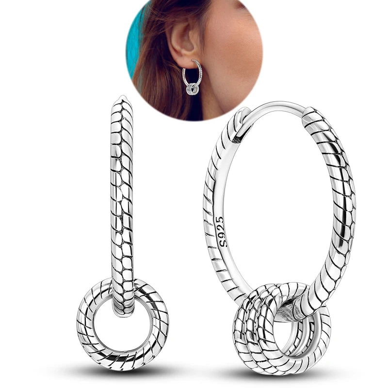 Hot Sale 925 Sterling Silver Heart Earrings Fit Original Charms Hoop Earrings For Wom alternate view