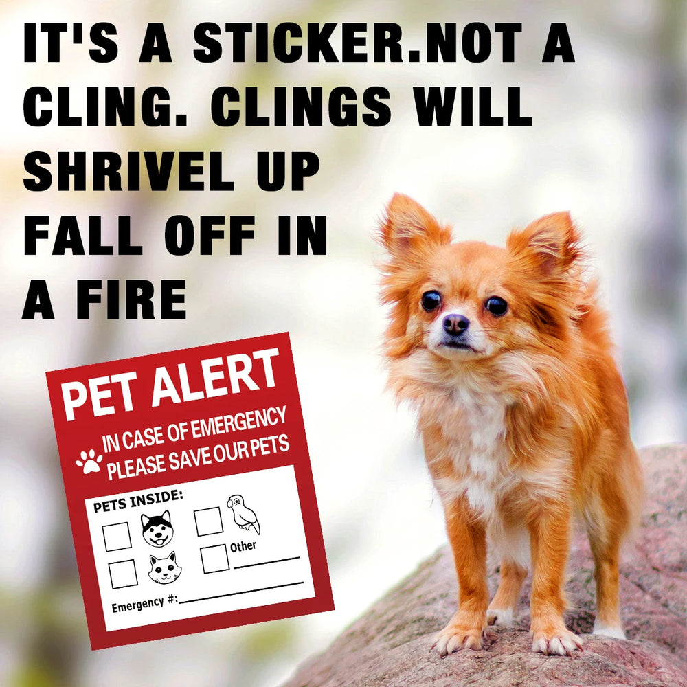 Pet Alert Stickers | Emergency Pet Rescue Window Decals (4 Pack) close-up view