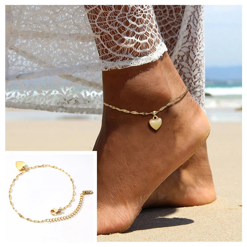 Snake Chain Anklet for Women Girls Adjustable Summer Beach Chain Anklet Bracelet Mother's Day Gifts Stainless Steel Not Allergic