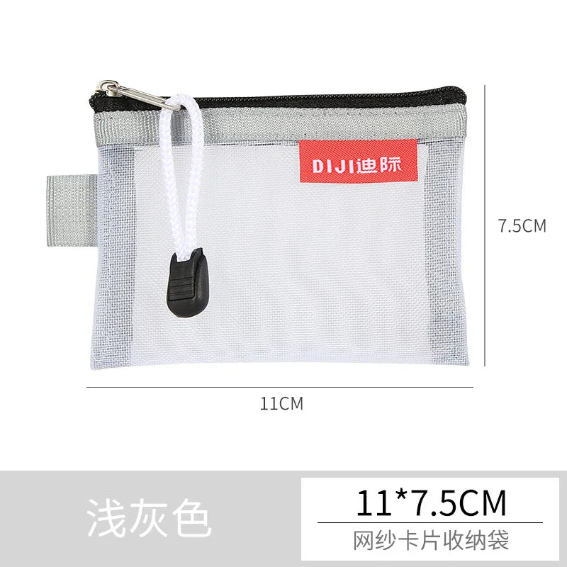Mini Transparent Mesh Zipper Card Storage Bag | Portable Nylon Coin Purse alternate view