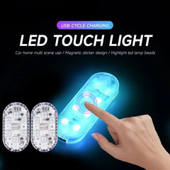 LED Car Mini Touch Light USB Charging Portable Auto Roof Ceiling Reading Night Lamp Wireless Car Dec