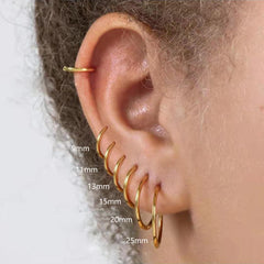 Gold Hoop Earrings for Women | Stainless Steel Round Huggies alternate view