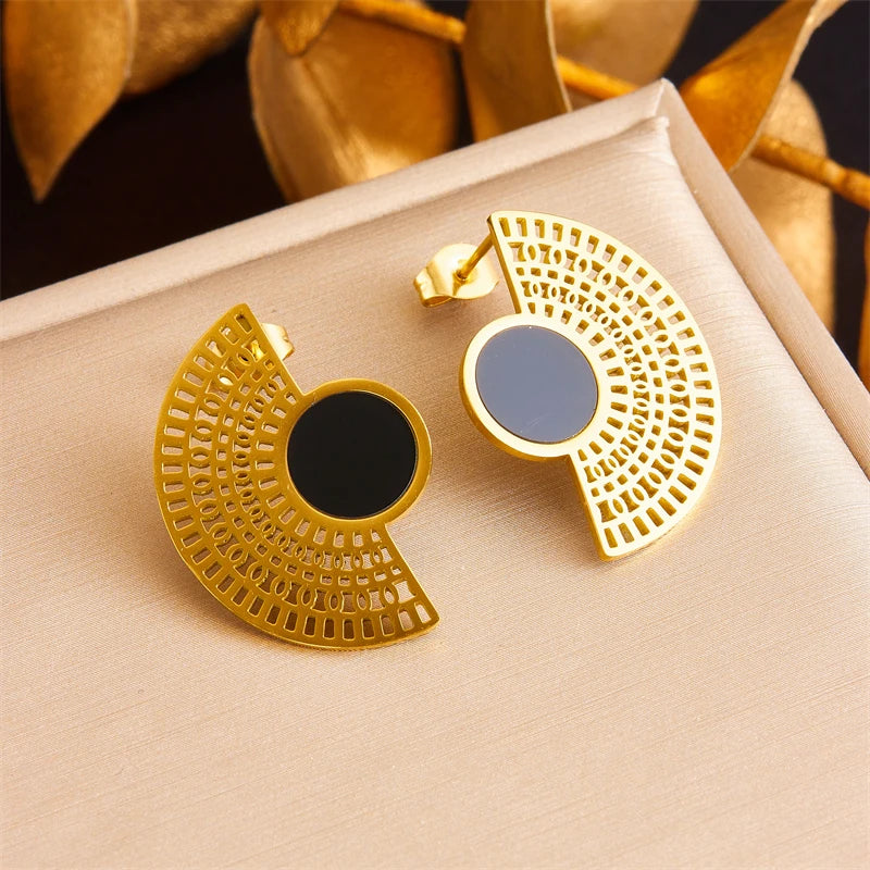 316L Stainless Steel Pearl Round Stud Earrings for Women alternate view