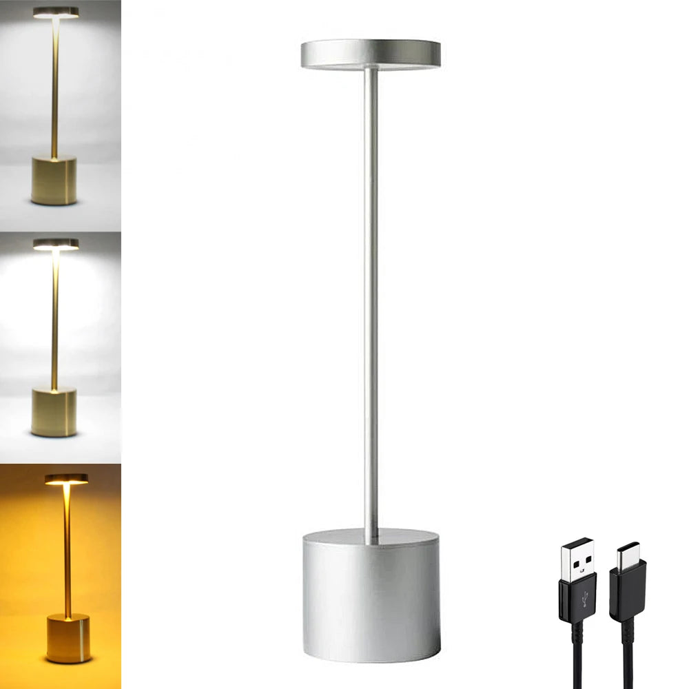Aluminum Alloy Rechargeable LED Table Lamp | Touch Dimming Night Light for Reading an lifestyle view
