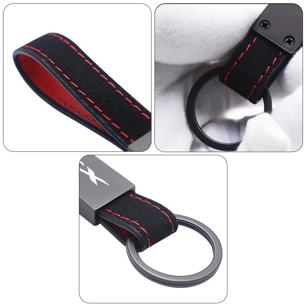PCX Motorcycle Keychain | Leather Key Ring for Honda PCX125 PCX150 PCX160 close-up view