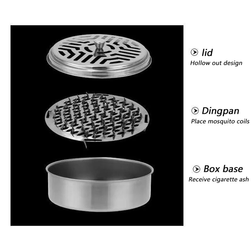 Stainless Steel Mosquito Coil Holder with Cover | Round Mosquito Coil Tray additional angle