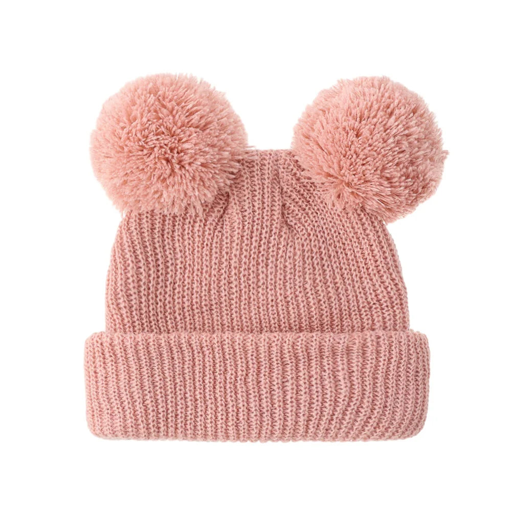 0-12M Solid Knitted Cute Pom Pom Cap | Newborn Baby Turban Hat alternate view