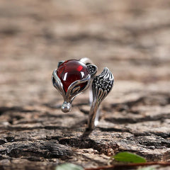 Sweet Little Fox Animal Garnet Stone Thai close-up view