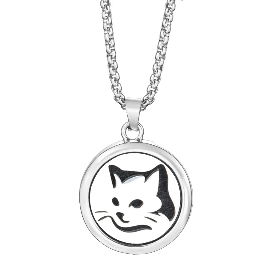20mm Pattern Insert Perfume Pad Locket Necklace | Stainless Steel Aromatherapy Pend additional angle
