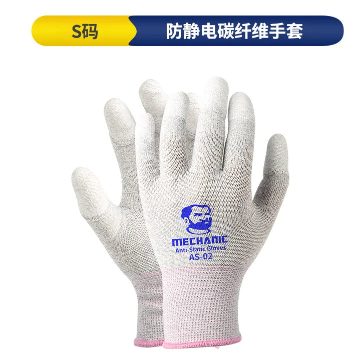 MECHANIC AS02 Anti-Static Carbon Fiber Gloves | Non-Slip Protection for Electronics Re close-up view