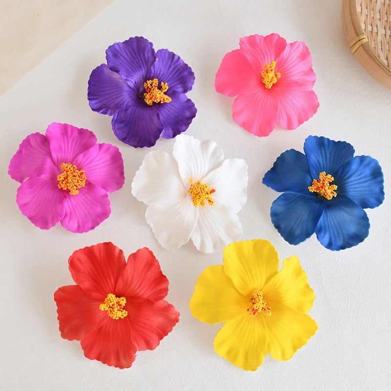 Hawaiian Flower Hair Clips for Summer | 2 or 5 Pack Tropical Hair Accessories close-up view