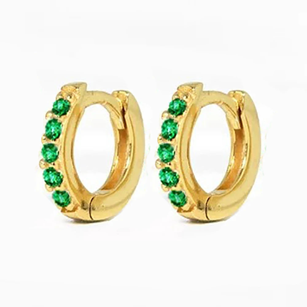 2Pcs Rainbow Little Huggies Stainless Steel Hoop Earrings Girl Tiny Rings Cartilage Sm close-up view