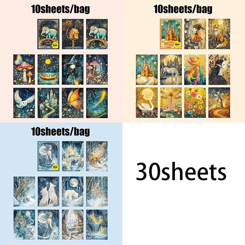 Mr Paper 30pcs Fairytale Secret Series Vintage Material Stickers Handbook Material Colla detail view