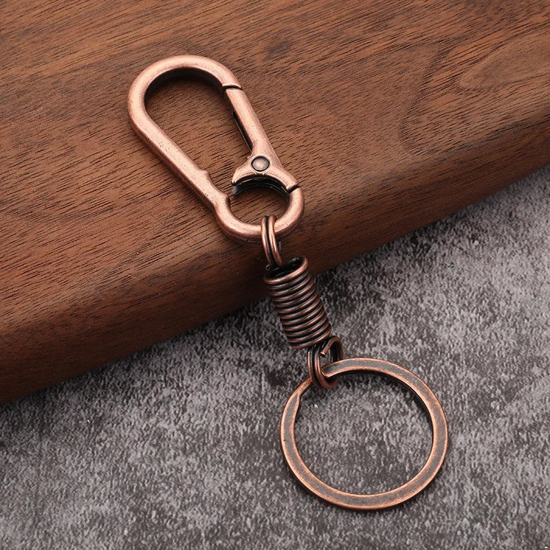 Vintage Brass Keychain Lanyard Snap Hook | Manual Rotate Carabiner Clip additional angle