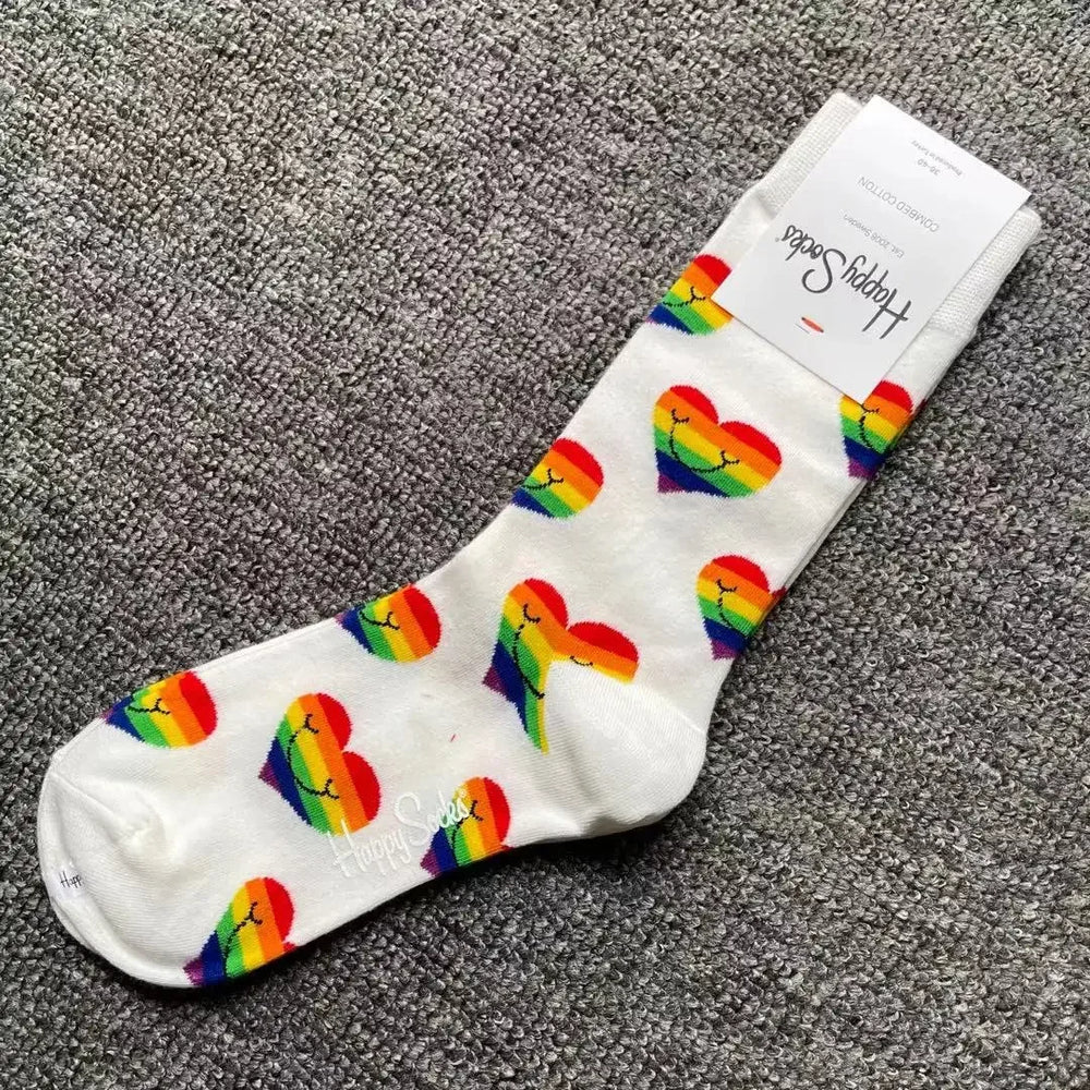 Multicoloured Socks Women Men Sports Socks Funky Dress Socks Casual Cotton lifestyle view