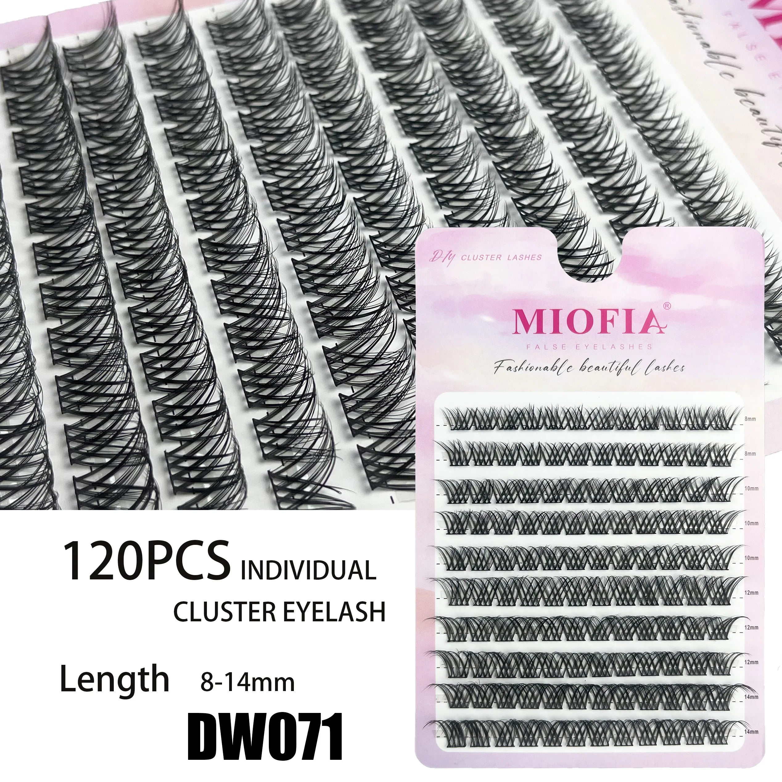 MIOFIA DIY Eyelash Clusters Fluffy Natural Anime Lashes 8-14mm Mixed Length Large capacity 3D Russian Volume Eyelash Extension