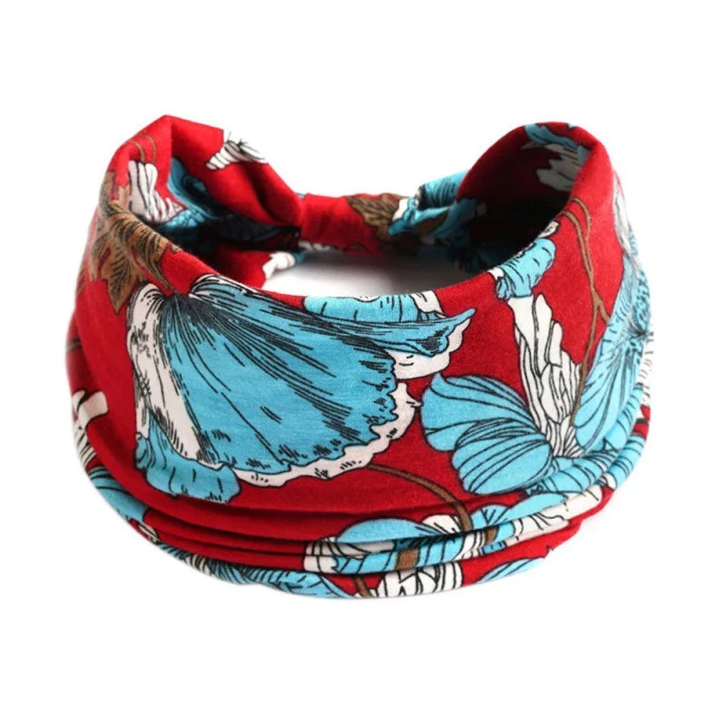 Bohemian Style Elastic Hair Bands Yoga Headband Women Headwear Print Vintage Cross Unise detail view