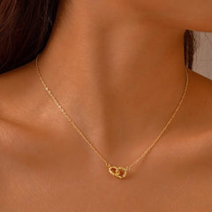 Twist Double Rings Choker Necklace for Women Teen Girl, Simple Stainless Steel Pendant Jewelry Water