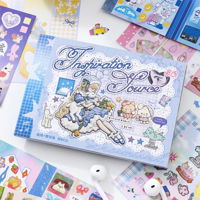 Mr. Paper Duplex Sticker Book 30 Sheets | Korean Cute Style Creative Handbook Material close-up view